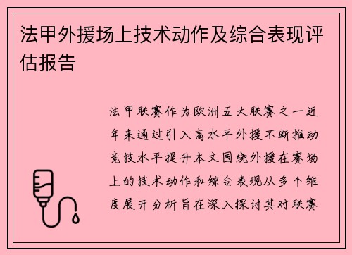 法甲外援场上技术动作及综合表现评估报告