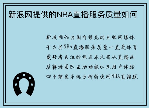 新浪网提供的NBA直播服务质量如何