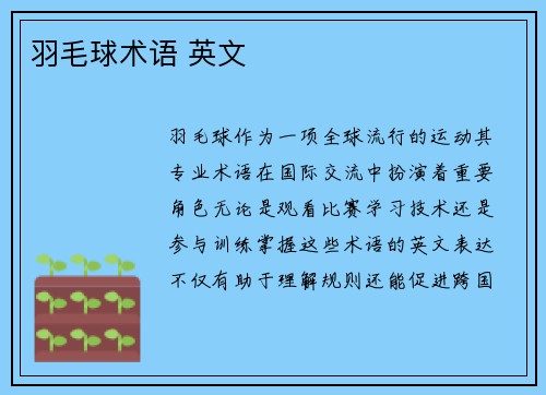 羽毛球术语 英文